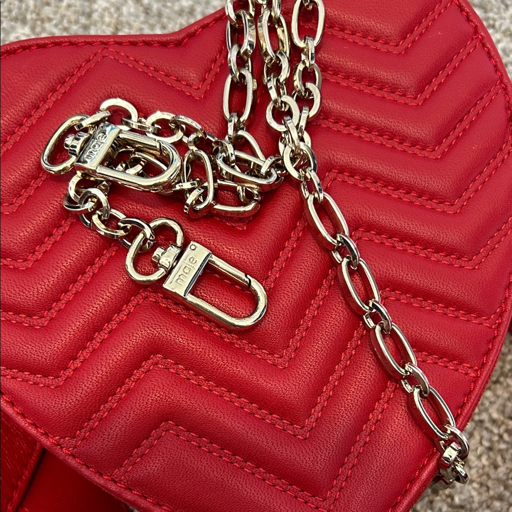 Maje Red Heart Crossbody or belt Bag Chain + leather belt - Picture 12 of 12